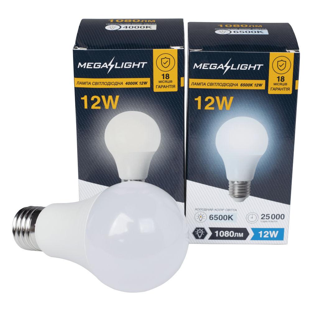 Світлодіодна лампа MEGALIGHT А60 12W 6500K E27 170-265V (A60-12/865-27)